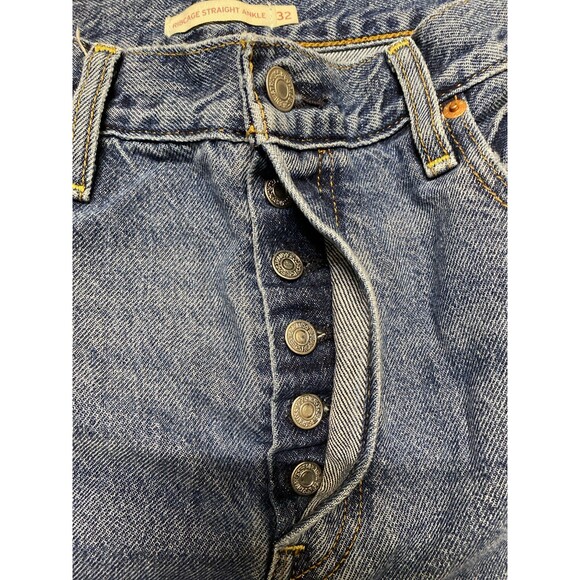 32 Levi's 90s High-Rise Buttonfly Ribcage Straight Ankle Crop Distressed - Picture 6 of 8